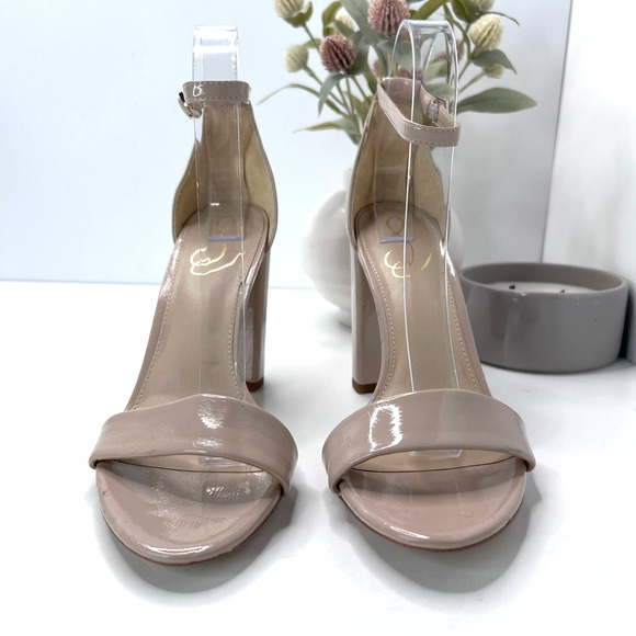 Sam Edelman Yaro Ankle Strap Block Heel Sandal Buckle Beige Women's 9 M - Picture 2 of 10